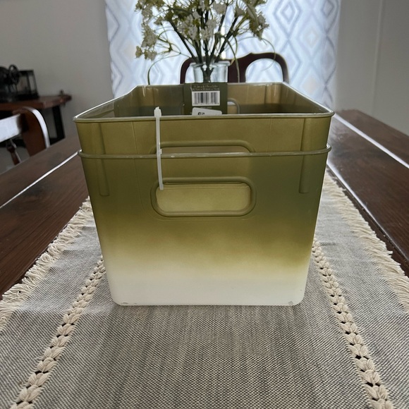 Set Of 2 Isaac Jacobs Decorative Storage Ombre Bins Green Color NWT - Picture 3 of 5